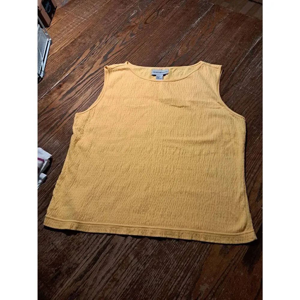 Sharon Young Women’s XL Yellow Tank Top Sleeveless Stretch Pullover Cotton Blend
